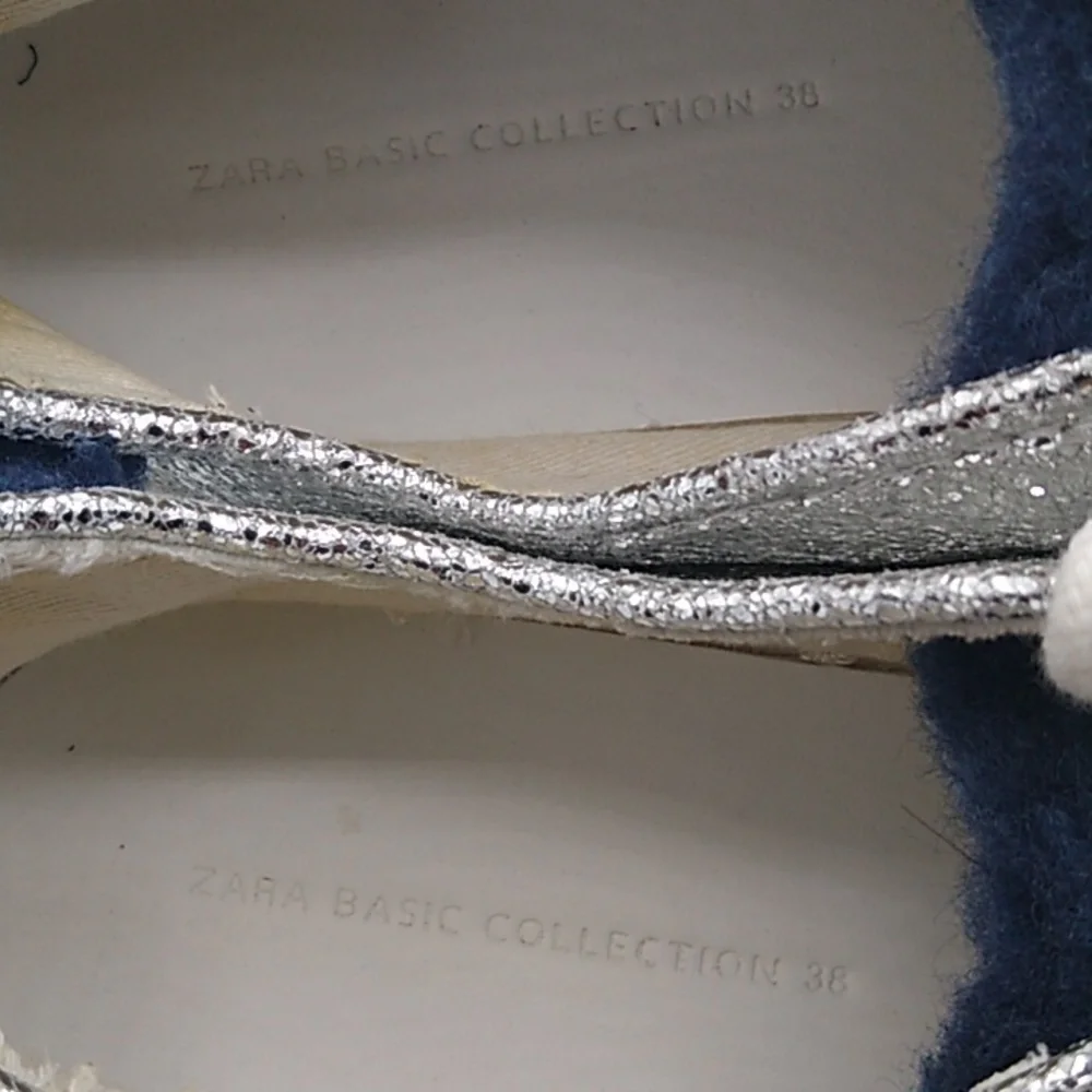 Zara Basic Collection Silver Metallic Sneakers Size -38/US 7.5 - Picture 13 of 16